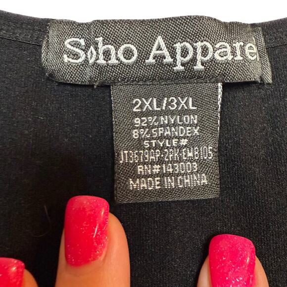 Soho Appareal black compression shapewear tank top with sparkle studs 2X / 3X - Picture 3 of 3